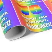 70th Birthday: Colorful, Fun Rainbow Pattern # 70 Cadeaupapier (Rol Hoek)