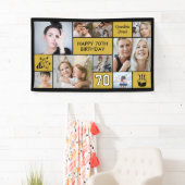 70th Birthday Custom Photo Collage Black Gold Spandoek (Insitu)