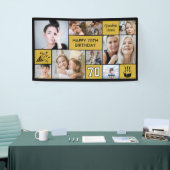 70th Birthday Custom Photo Collage Black Gold Spandoek (Beurs)
