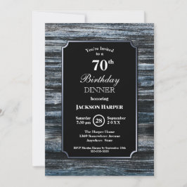 70th Birthday Dinner Wood Party Invitation Kaart