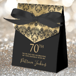 70th Birthday Elegant Gold Lace Thank You Bedankdoosjes