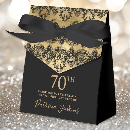 70th Birthday Elegant Gold Lace Thank You Bedankdoosjes