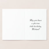 70th Birthday: Elegant, Ornate Script; Custom Name Folie Kaarten (Binnen)