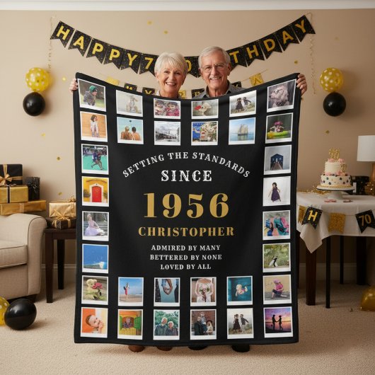 70th Birthday Family Memories Photo Collage  Fleece Deken