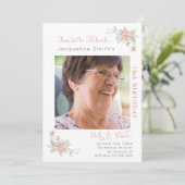 70th Birthday Floral Photo Invitation Kaart (Staand voorkant)