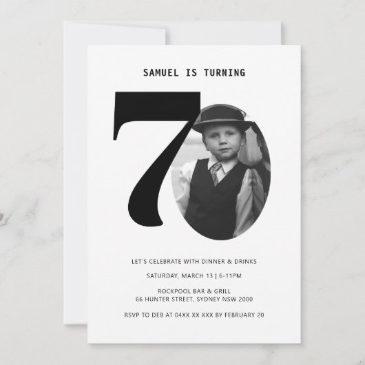  70th Birthday Foto Uitnodiging (Voorkant)