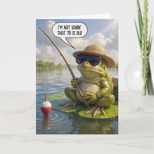 70th Birthday Frog Fishing on Lily Pad Kaart (Voorkant)