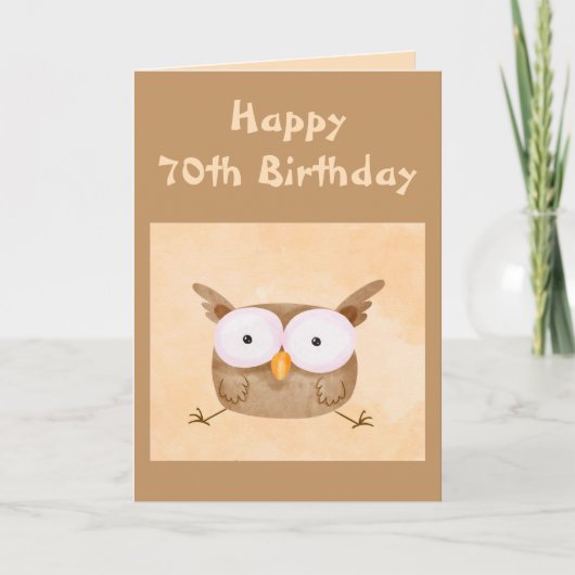 70th Birthday Fun Humor Shocked Owl Bird Kaart (Voorkant)