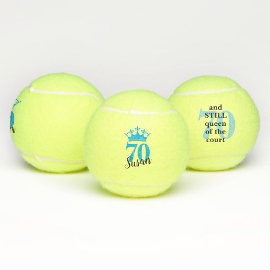 70th Birthday Funny Court Queen Tennisballen (Multi)