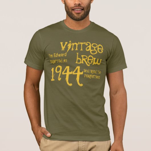 70th Birthday Gift 1944  Brew Brown Gold v9 T-shirt (Voorkant)