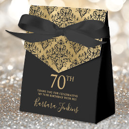 70th Birthday Gold Damask Thank You  Bedankdoosjes