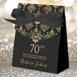 70th Birthday Gold Elegant Thank You  Bedankdoosjes
