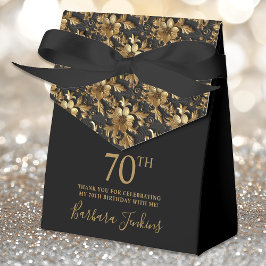 70th Birthday Gold Floral Thank You  Bedankdoosjes