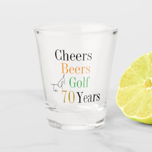 70th Birthday Golf Cheers Beers Party Shot Glas (Voorkant)