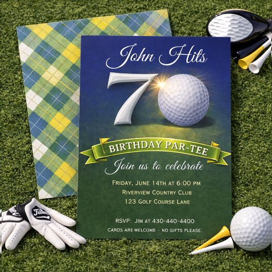 70th Birthday Golf Theme Kaart