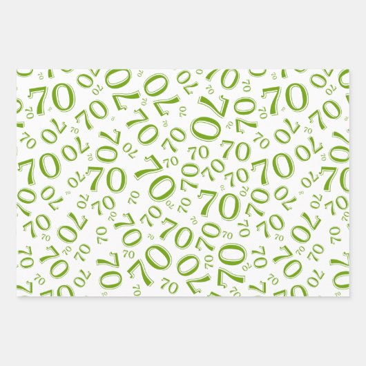 70th Birthday Green & White Number Pattern 70 Inpakpapier Vel (Voorkant 2)