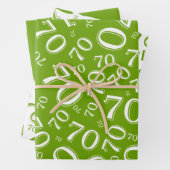 70th Birthday Green & White Number Pattern 70 Inpakpapier Vel (In situ)