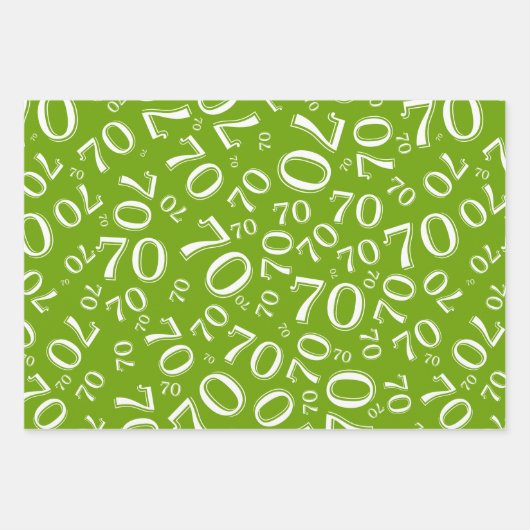 70th Birthday Green & White Number Pattern 70 Inpakpapier Vel (Voorkant)