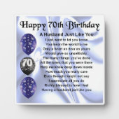 70th Birthday Husband Poem Plaque Fotoplaat (Voorkant)