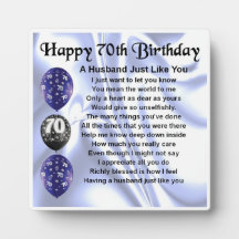 70th Birthday Husband Poem Plaque