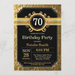 70th Birthday Invitation Black en Gold Glitter Kaart<br><div class="desc">70e verjaardag Uitnodiging met zwarte en gouden achtergrond. Volwassen verjaardag. Mannelijke Mannen of vrouwen: Birthday. Kinder jongen of meisje Lady Teen Teenage Bday Invite. 13e 15e 16e 18e 21e 30e 40e 50e 60e 70e 80e 90e 100e. Elke leeftijd. Voor verdere aanpassing, te klikken gelieve de knoop "van de Aanpassing het"en...</div>