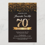 70th Birthday Invitation Black en Gold Glitter Kaart<br><div class="desc">70e uitnodiging van de verjaardag. Zwart en goudglitter. Volwassenende Birthday Party nodigt uit. Vrouwen of Mannen Bday Bash. Voor verdere aanpassing,  te klikken gelieve de knoop "van de Aanpassing het"en ons ontwerphulpmiddel te gebruiken om deze sjabloon te wijzigen.</div>