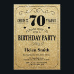 70th Birthday Invitation Black en Gold Glitter Kaart<br><div class="desc">70e verjaardag Uitnodiging Black en Gold Glitter Typografie. Zwart en goudglitter achtergrond. Volwassen verjaardag. Mannelijke Mannen of vrouwen: Birthday. Kinder jongen of meisje Lady Teen Teenage Bday Invite. 13e 15e 16e 18e 21e 30e 40e 50e 60e 70e 80e 90e 100e. Elke leeftijd. Voor verdere aanpassing, te klikken gelieve de knoop...</div>