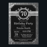70th Birthday Invitation Black en Silver Glitter Kaart<br><div class="desc">70e verjaardag Uitnodiging met Zwarte en Zilveren Glitter Achtergrond. Volwassen verjaardag. Mannelijke Mannen of vrouwen: Birthday. Kinder jongen of meisje Lady Teen Teenage Bday Invite. 13e 15e 16e 18e 21e 30e 40e 50e 60e 70e 80e 90e 100e. Elke leeftijd. Voor verdere aanpassing, te klikken gelieve de knoop "van de Aanpassing...</div>