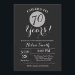 70th Birthday Invitation Black en Silver Glitter Kaart<br><div class="desc">70e verjaardag Uitnodiging zwart en zilver Glitter Card. Voor verdere aanpassing,  te klikken gelieve de knoop "van de Aanpassing het"en ons ontwerphulpmiddel te gebruiken om deze sjabloon te wijzigen.</div>