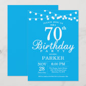 70th Birthday Invitation Blue Kaart (Voorkant / Achterkant)