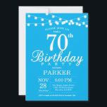 70th Birthday Invitation Blue Kaart<br><div class="desc">70e verjaardag Uitnodiging met de Lichten van het Koord. Blauwe achtergrond. Mannen of vrouwen op zaterdag. 13e 15e 16e 18e 21e 30e 40e 50e 60e 70e 90e 100e, elke leeftijd. Voor verdere aanpassing, te klikken gelieve de knoop "van de Aanpassing het"en ons ontwerphulpmiddel te gebruiken om deze sjabloon te wijzigen....</div>