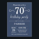 70th Birthday Invitation Blue Kaart<br><div class="desc">70e verjaardag Uitnodiging met blauwe achtergrond. Volwassen verjaardag. Mannen of vrouwen uitgenodigd. 13e 15e 16e 18e 21e 30e 40e 50e 60e 70e 90e 100e,  elke leeftijd. Voor verdere aanpassing,  te klikken gelieve de knoop "van de Aanpassing het"en ons ontwerphulpmiddel te gebruiken om deze sjabloon te wijzigen.</div>