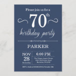 70th Birthday Invitation Blue Kaart<br><div class="desc">70e verjaardag Uitnodiging met blauwe achtergrond. Volwassen verjaardag. Mannen of vrouwen uitgenodigd. 13e 15e 16e 18e 21e 30e 40e 50e 60e 70e 90e 100e,  elke leeftijd. Voor verdere aanpassing,  te klikken gelieve de knoop "van de Aanpassing het"en ons ontwerphulpmiddel te gebruiken om deze sjabloon te wijzigen.</div>