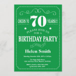 70th Birthday Invitation Green and White Kaart<br><div class="desc">70th Birthday Invitation Green and White Typography. Groene en Witte Achtergrond. Volwassen verjaardag. Mannelijke Mannen of vrouwen: Birthday. Kinder jongen of meisje Lady Teen Teenage Bday Invite. 13e 15e 16e 18e 21e 30e 40e 50e 60e 70e 80e 90e 100e. Elke leeftijd. Voor verdere aanpassing, te klikken gelieve de knoop "van...</div>