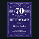 70th Birthday Invitation Navy Blue and White Kaart<br><div class="desc">70e Birthday Invitation Navy Blue en White Typografie. Marineblauw en witte achtergrond. Volwassen verjaardag. Mannelijke Mannen of vrouwen: Birthday. Kinder jongen of meisje Lady Teen Teenage Bday Invite. 13e 15e 16e 18e 21e 30e 40e 50e 60e 70e 80e 90e 100e. Elke leeftijd. Voor verdere aanpassing, te klikken gelieve de knoop...</div>