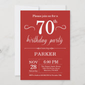70th Birthday Invitation Red Kaart (Voorkant)
