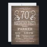 70th Birthday Invitation Rustic Wood Floral Kaart<br><div class="desc">70e verjaardag Uitnodiging Rustic Wood Floral Achtergrond. 13e 15e 16e 18e 21e 30e 40e 50e 60e 70e 90e 100e,  elke leeftijd. Volwassen verjaardag. Vrouw of Man Man Birthday Party. Voor verdere aanpassing,  te klikken gelieve de knoop "van de Aanpassing het"en ons ontwerphulpmiddel te gebruiken om deze sjabloon te wijzigen.</div>