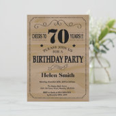 70th Birthday Invitation Rustic Wood Kaart (Staand voorkant)