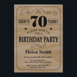 70th Birthday Invitation Rustic Wood Kaart<br><div class="desc">70e uitnodiging van de verjaardag. Typografie. Cheers tot 70 jaar. Rustic Wood Background Volwassen verjaardag. Mannelijke Mannen of vrouwen: Birthday. Kinder jongen of meisje Lady Teen Teenage Bday Invite. 13e 15e 16e 18e 21e 30e 40e 50e 60e 70e 80e 90e 100e. Elke leeftijd. Voor verdere aanpassing, te klikken gelieve de...</div>