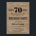 70th Birthday Invitation Rustic Wood Kaart<br><div class="desc">70e uitnodiging van de verjaardag. Typografie. Cheers tot 70 jaar. Rustic Wood Background Volwassen verjaardag. Mannelijke Mannen of vrouwen: Birthday. Kinder jongen of meisje Lady Teen Teenage Bday Invite. 13e 15e 16e 18e 21e 30e 40e 50e 60e 70e 80e 90e 100e. Elke leeftijd. Voor verdere aanpassing, te klikken gelieve de...</div>