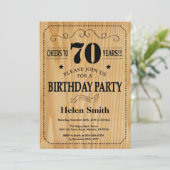 70th Birthday Invitation Rustic Wood Kaart (Staand voorkant)