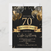 70th Birthday Invitation Template: Black & Gold Ba Kaart (Voorkant)