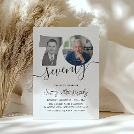 70th Birthday Invitation Two Photo Adult Birthday Kaart