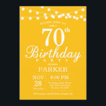 70th Birthday Invitation Yellow Kaart<br><div class="desc">70e verjaardag Uitnodiging met de Lichten van het Koord. Gele achtergrond. Mannen of vrouwen op zaterdag. 13e 15e 16e 18e 21e 30e 40e 50e 60e 70e 90e 100e, elke leeftijd. Voor verdere aanpassing, te klikken gelieve de knoop "van de Aanpassing het"en ons ontwerphulpmiddel te gebruiken om deze sjabloon te wijzigen....</div>