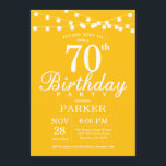 70th Birthday Invitation Yellow Kaart<br><div class="desc">70e verjaardag Uitnodiging met de Lichten van het Koord. Gele achtergrond. Mannen of vrouwen op zaterdag. 13e 15e 16e 18e 21e 30e 40e 50e 60e 70e 90e 100e, elke leeftijd. Voor verdere aanpassing, te klikken gelieve de knoop "van de Aanpassing het"en ons ontwerphulpmiddel te gebruiken om deze sjabloon te wijzigen....</div>
