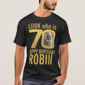 70th birthday look 70 custom gold photo and name t-shirt (Voorkant)