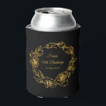 70th Birthday Luxe Gold Roos Gepersonaliseerd Zwar Blikjeskoeler<br><div class="desc">Elegant roos gouden bloemige 70e verjaardag gepersonaliseerde koelbox met script kalligrafie omgeven door een weelderige gouden rozen krans. De rozen poppen tegen de zwarte achtergrond. U kunt de achtergrondkleur in elke gewenste kleur wijzigen. Alle tekst kan worden bewerkt. Dit artikel maakt deel uit van het Luxe Gold Roos collectie. Het...</div>