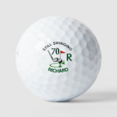 70th Birthday Men's Monogram Name Golfballen (Voorkant)