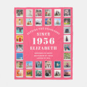 70th Birthday Mother Family Photo collage Pink Fleece Deken (Voorkant)