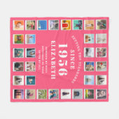 70th Birthday Mother Family Photo collage Pink Fleece Deken (Voorkant (Horizontaal))